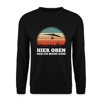 Hängegleiter Hier hab ich meine Ruhe - Unisex Pullover - Schwarz - Vorne - Alina (178cm) & Michal (187cm)