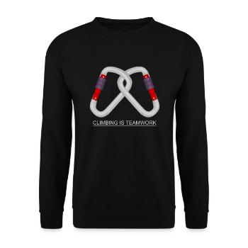 Kletterer Klettern oder Bouldern in den Bergen - Unisex Pullover - Schwarz - Vorne - Alina (178cm) & Michal (187cm)