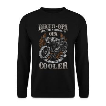 Biker Opa Motorrad Youngtimer Hobby Geschenk - Unisex Pullover - Schwarz - Vorne - Alina (178cm) & Michal (187cm)