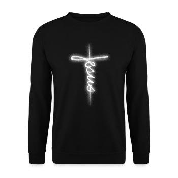 JESUS CROSS SIGNATURE - Unisex Sweatshirt - black - Front - Alina (178cm) & Michal (187cm)