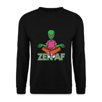 Tripping Zen AF Yoga Alien Hypnotizing Art - Unisex Pullover - Schwarz - Vorne - Alina (178cm) & Michal (187cm)