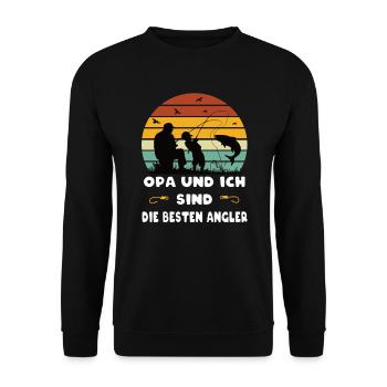 Opa und Enkel Beste Angler Geschenk - Unisex Pullover - Schwarz - Vorne - Alina (178cm) & Michal (187cm)