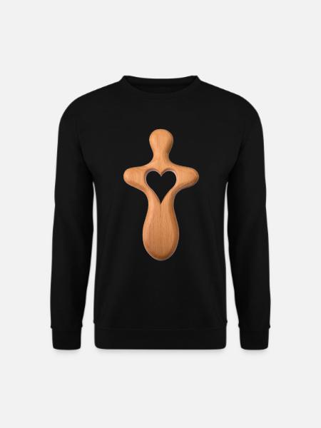 christliches Holzkreuz aus gedämpfter Buch - Unisex Pullover - Schwarz