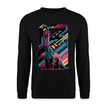 Langhals Brachiosaurus Dinosaurier - Unisex Pullover - Schwarz - Vorne - Alina (178cm) & Michal (187cm)