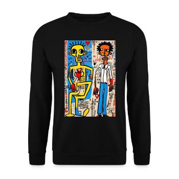Art Duo - Explosion von Farben und Symbolen - Unisex Pullover - Schwarz - Vorne - Alina (178cm) & Michal (187cm)