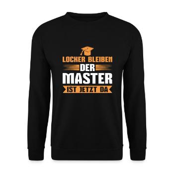 Masterprüfung bestanden Uni Abschluss Master - Unisex Pullover - Schwarz - Vorne - Alina (178cm) & Michal (187cm)