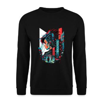 Surreal futuristic cyber comic city - Unisex Sweatshirt - black - Front - Alina (178cm) & Michal (187cm)