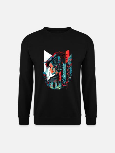 Surreale futuristische Cyber Comic Stadt - Unisex Pullover - Schwarz