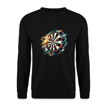 Playing darts on the dartboard - Unisex Sweatshirt - black - Front - Alina (178cm) & Michal (187cm)