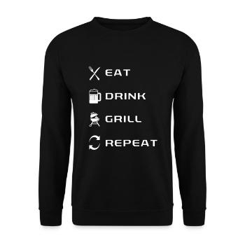Eat Drink Grill Repeat - Unisex Sweatshirt - black - Front - Alina (178cm) & Michal (187cm)