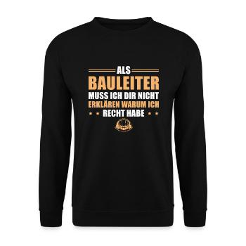 Bauaufsicht Baustelle Humor Bauleiter - Unisex Pullover - Schwarz - Vorne - Alina (178cm) & Michal (187cm)