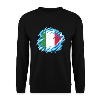 Italien Fahne Vintage Italienische Fahne Used Look - Unisex Pullover - Schwarz - Vorne - Alina (178cm) & Michal (187cm)