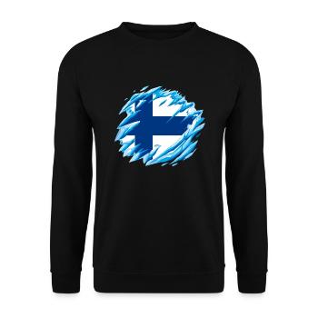 Finland Flag Suomi Finnish Flag Used Look - Unisex Sweatshirt - black - Front - Alina (178cm) & Michal (187cm)