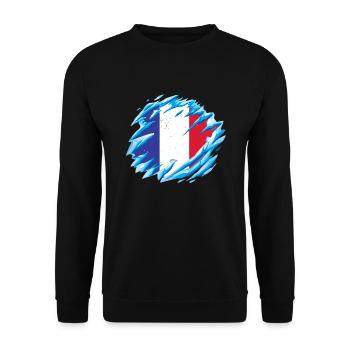 Frankreich Flagge Used Look Französische Fahne - Unisex Pullover - Schwarz - Vorne - Alina (178cm) & Michal (187cm)