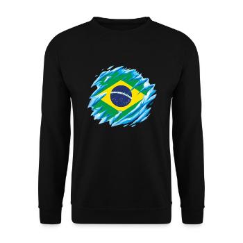 Brasilien Flagge Brasilianische Fahne Südamerika - Unisex Pullover - Schwarz - Vorne - Alina (178cm) & Michal (187cm)