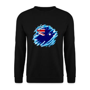 Australien Flagge Down Under Australische Fahne - Unisex Pullover - Schwarz - Vorne - Alina (178cm) & Michal (187cm)
