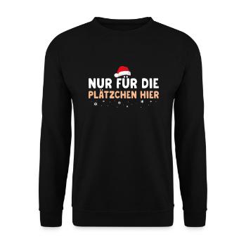 Plätzchen backen Weihnachten - Unisex Pullover - Schwarz - Vorne - Alina (178cm) & Michal (187cm)