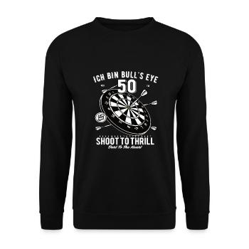 50. Geburtstag Dart - Unisex Pullover - Schwarz - Vorne - Alina (178cm) & Michal (187cm)