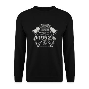 Legendärer Holzfäller Geboren 1952 Geschenk - Unisex Pullover - Schwarz - Vorne - Alina (178cm) & Michal (187cm)