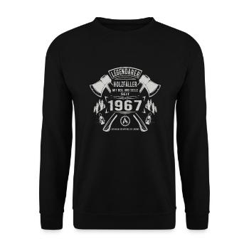 Legendärer Holzfäller Geboren 1967 Geschenk - Unisex Pullover - Schwarz - Vorne - Alina (178cm) & Michal (187cm)