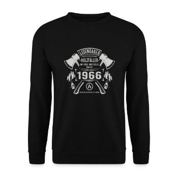 Legendärer Holzfäller Geboren 1966 Geschenk - Unisex Pullover - Schwarz - Vorne - Alina (178cm) & Michal (187cm)