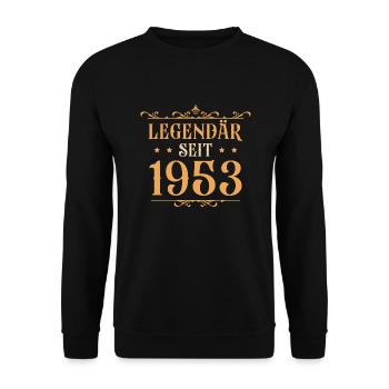 1953 Jahrgang 70er 70. Geburtstag Geschenkidee - Unisex Pullover - Schwarz - Vorne - Alina (178cm) & Michal (187cm)