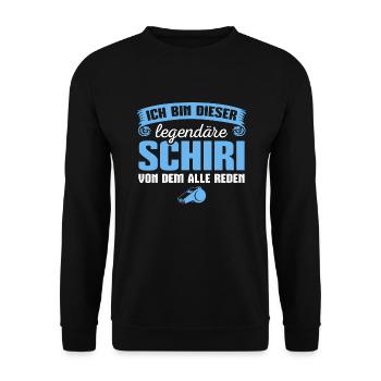 Schiri Legendärer Schiedsrichter - Unisex Pullover - Schwarz - Vorne - Alina (178cm) & Michal (187cm)