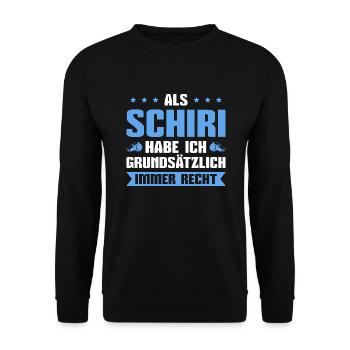Schiedsrichter haben immer Recht Schiri - Unisex Pullover - Schwarz - Vorne - Alina (178cm) & Michal (187cm)