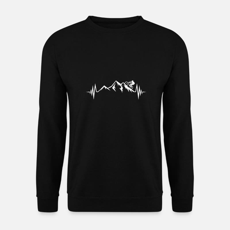 Mountainbike Heartbeat Mountainbiker - Unisex Pullover - Schwarz