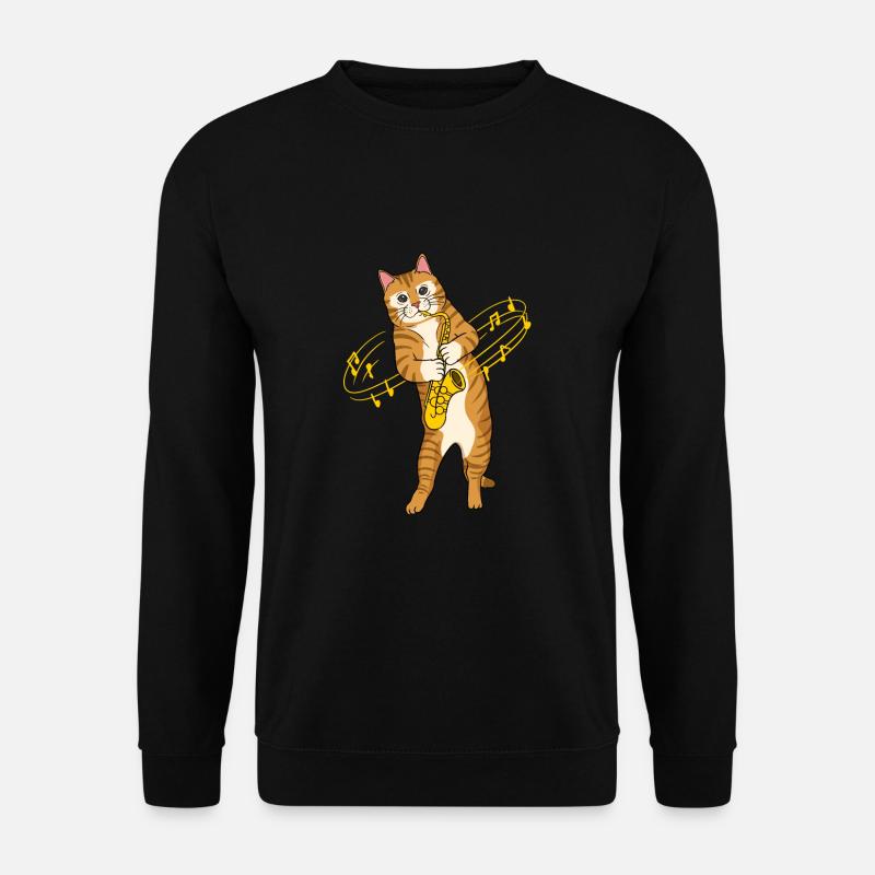 Cat with saxophone saxophone player - Unisex Sweatshirt - black