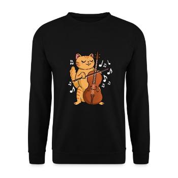 Cat with cello cellists - Unisex Sweatshirt - black - Front - Alina (178cm) & Michal (187cm)