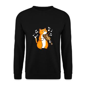 Chat avec violon - Sweat-shirt Unisexe - noir - Devant - Alina (178cm) & Michal (187cm)