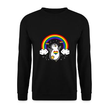 Penguin with LGBT flag - Unisex Sweatshirt - black - Front - Alina (178cm) & Michal (187cm)