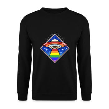 Gay Pride Ufo - Unisex Pullover - Schwarz - Vorne - Alina (178cm) & Michal (187cm)