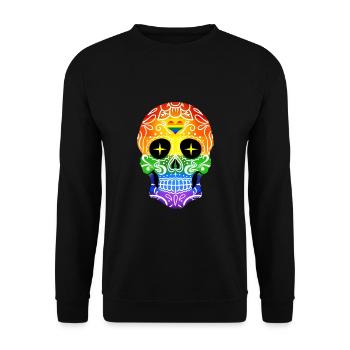 Sugar Skull Gay Pride - Unisex Pullover - Schwarz - Vorne - Alina (178cm) & Michal (187cm)
