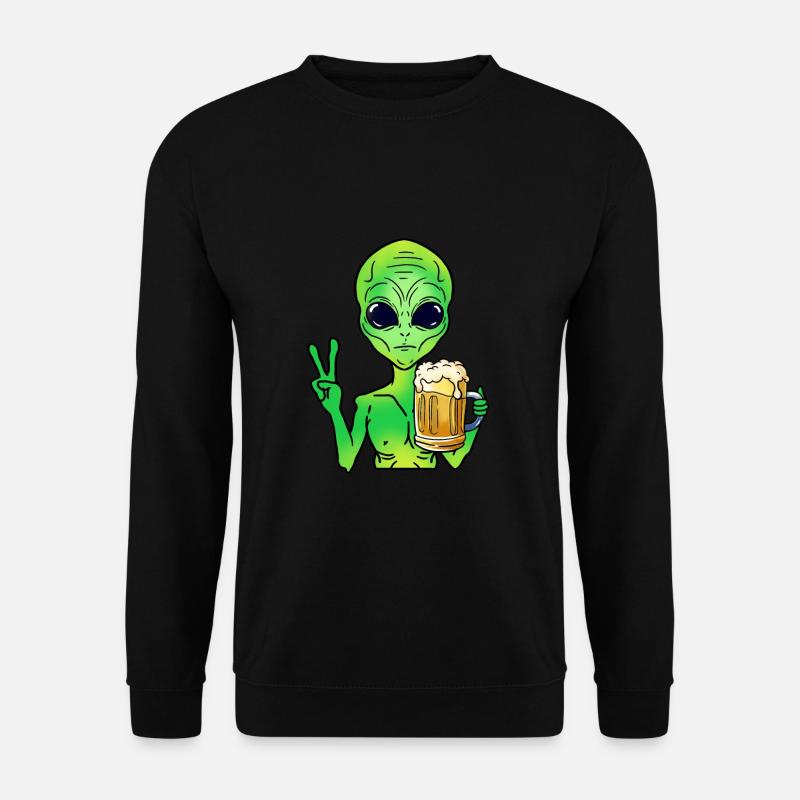 Alien trinkt Bier - Unisex Pullover - Schwarz