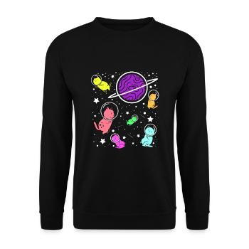 Cats in Space Astronauts Cat - Unisex Sweatshirt - black - Front - Alina (178cm) & Michal (187cm)