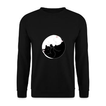 Yin und Yang Katze - Unisex Pullover - Schwarz - Vorne - Alina (178cm) & Michal (187cm)