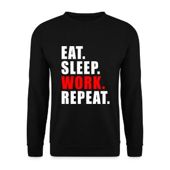 MANGER SOMMEIL TRAVAIL RÉPÉTER LE BUREAU DES CADEAUX HUMOUR - Sweat-shirt Unisexe - noir - Devant - Alina (178cm) & Michal (187cm)