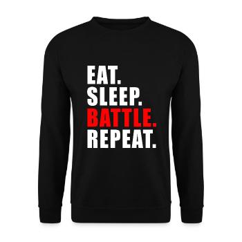 EAT SLEEP BATTLE REPEAT GIFT GAMING BRAWL GAME - Unisex Sweatshirt - black - Front - Alina (178cm) & Michal (187cm)