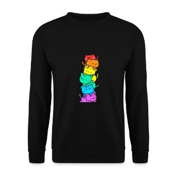 Gay Pride Katzen - Unisex Pullover - Schwarz - Vorne - Alina (178cm) & Michal (187cm)