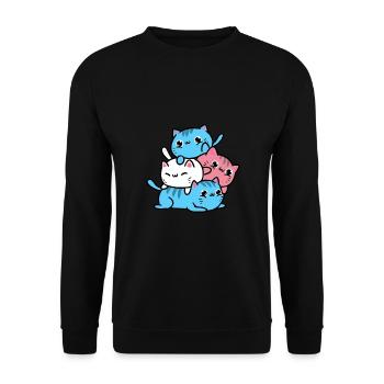 Trans Pride Katzen Geschenk für Transgender - Unisex Pullover - Schwarz - Vorne - Alina (178cm) & Michal (187cm)