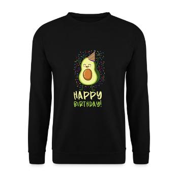 Happy Birthday Avocado für Avocado Geburtstag - Unisex Pullover - Schwarz - Vorne - Alina (178cm) & Michal (187cm)