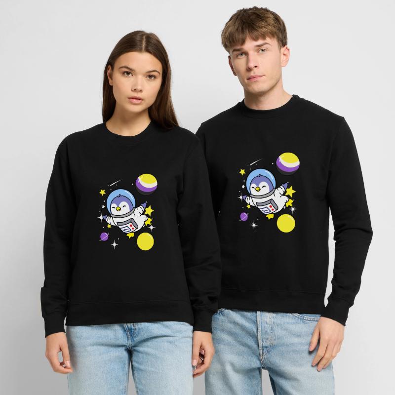 Nonbinary penguin in space Nonbinary Pride Unisex Sweatshirt
