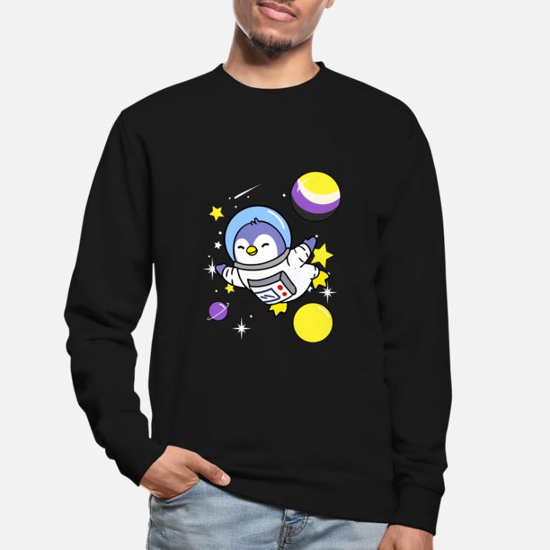 Nonbinary penguin in space Nonbinary Pride Unisex Sweatshirt