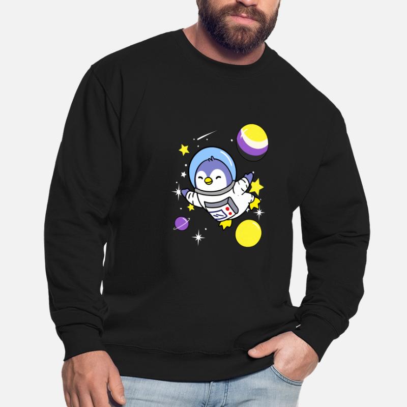 Nonbinary penguin in space Nonbinary Pride Unisex Sweatshirt