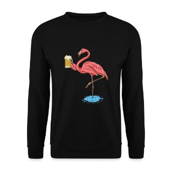 Flamingo boit un cadeau de bière pour les amateurs de bière - Sweat-shirt Unisexe - noir - Devant - Alina (178cm) & Michal (187cm)
