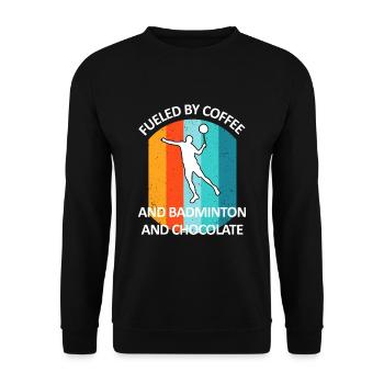 Badminton Federball Badmintonspieler Schokolade - Unisex Pullover - Schwarz - Vorne - Alina (178cm) & Michal (187cm)