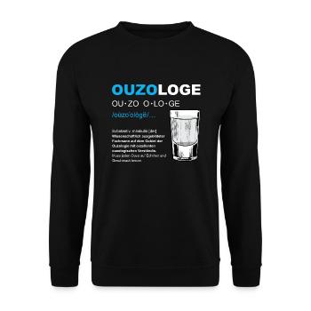 Ouzologe Saufen JGA Männertag Party Ouzo - Unisex Pullover - Schwarz - Vorne - Alina (178cm) & Michal (187cm)