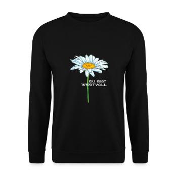 Du Bist Wertvoll Blume Frühling Motivation - Unisex Pullover - Schwarz - Vorne - Alina (178cm) & Michal (187cm)